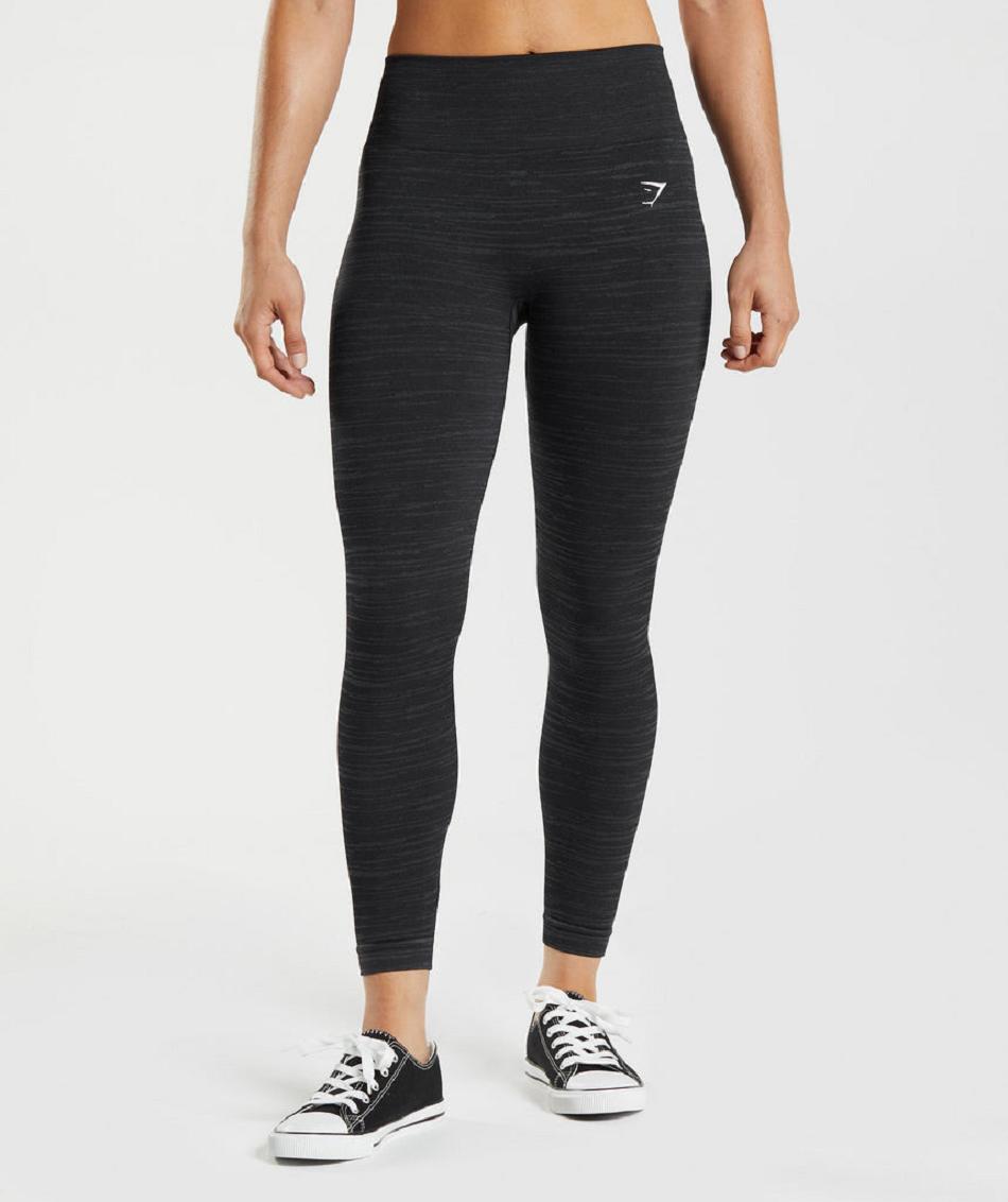 Gymshark Adapt Marl Seamless Ženske Tajice Crne Sive | HR 3969TCE